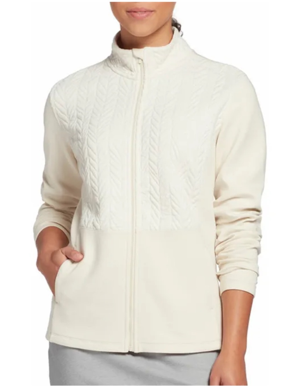 Lady Hagen Women's Cable Knit Full Zip Golf Jacket